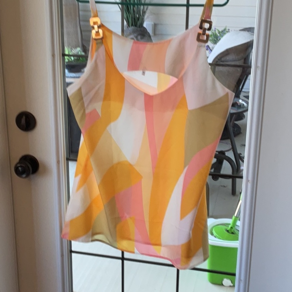 Colorful Women's Top with Gold Accents